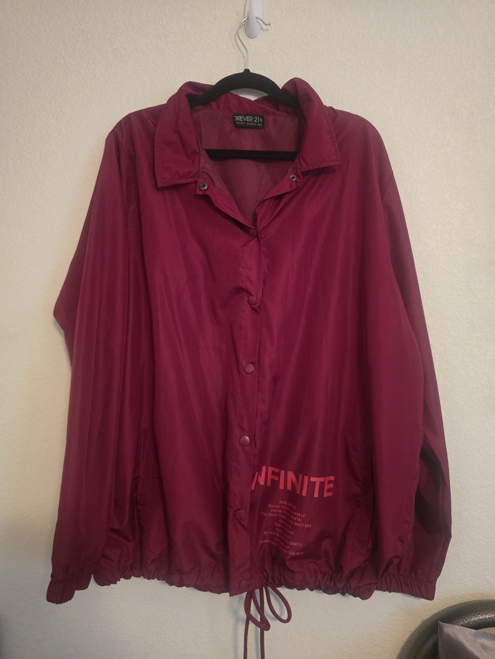 Forever 21 Women's Maroon Windbreaker Jacket 3x